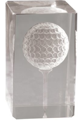 Trofeo Cristal Cubo Lozoya Golf Pelota 