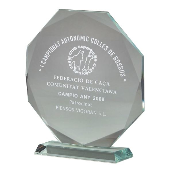 Trofeo Hexagonal lapidado de Cristal 