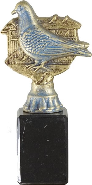 Trofeo Pajaro Dorado Plata Peana Marmol Negro 