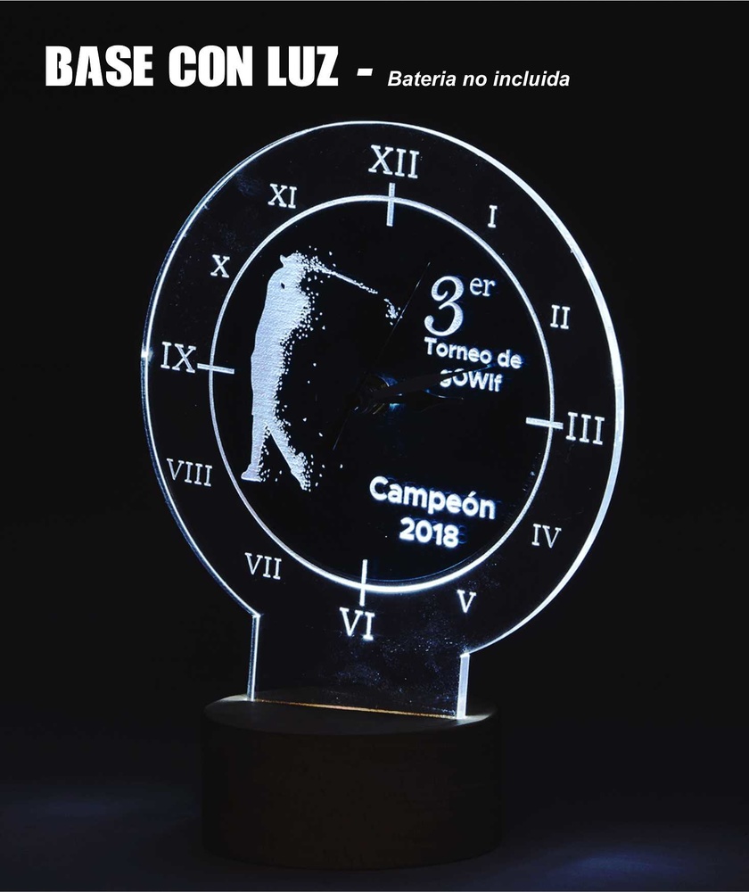 Trofeo Reloj en Metacrilato con Luz 