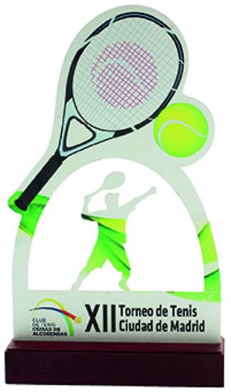 trofeo tenis madera grabacion color 