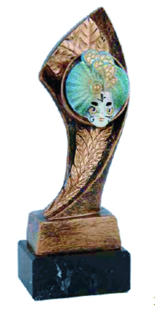 Trofeo de Resina con mascara de carnaval 