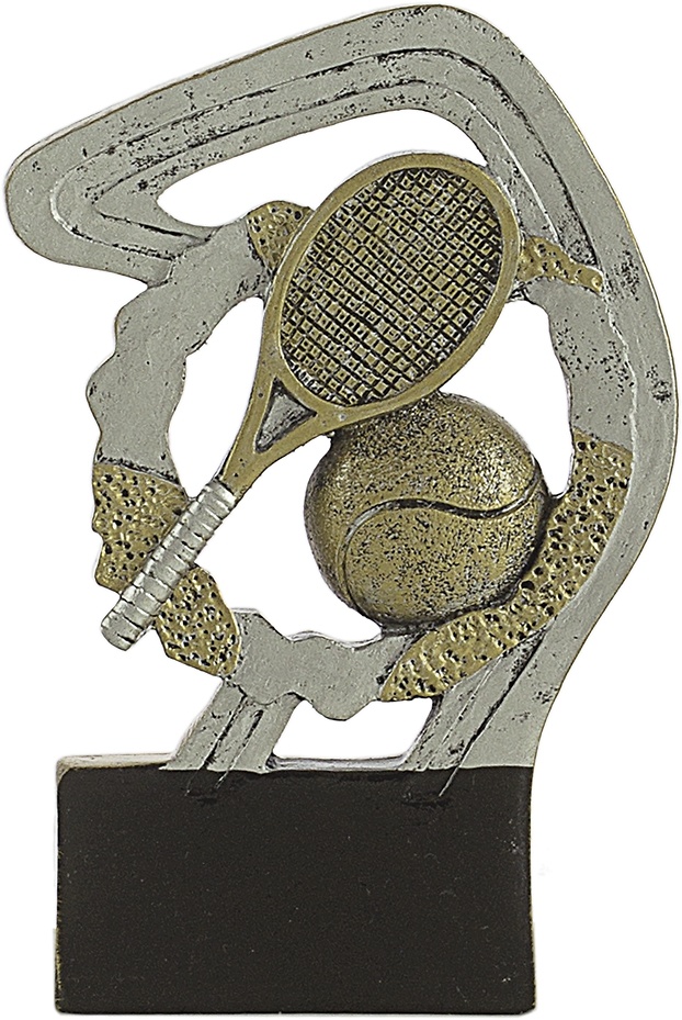 Trofeo de tenis dorado y plateado en resina 