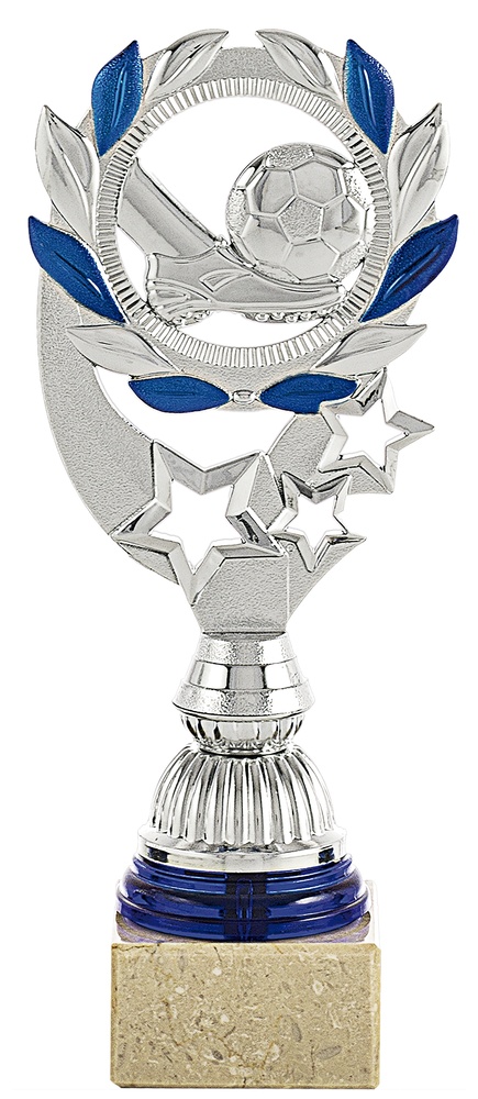 Trofeo economico plata y azul. Modelo zoochila 