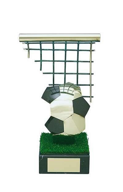 Trofeo fútbol balón y portería 