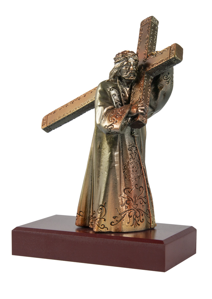 Trofeo figura nazareno con cruz en resina decorada 