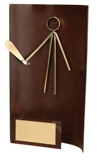 Trofeo golf rectangular aplique golfista 