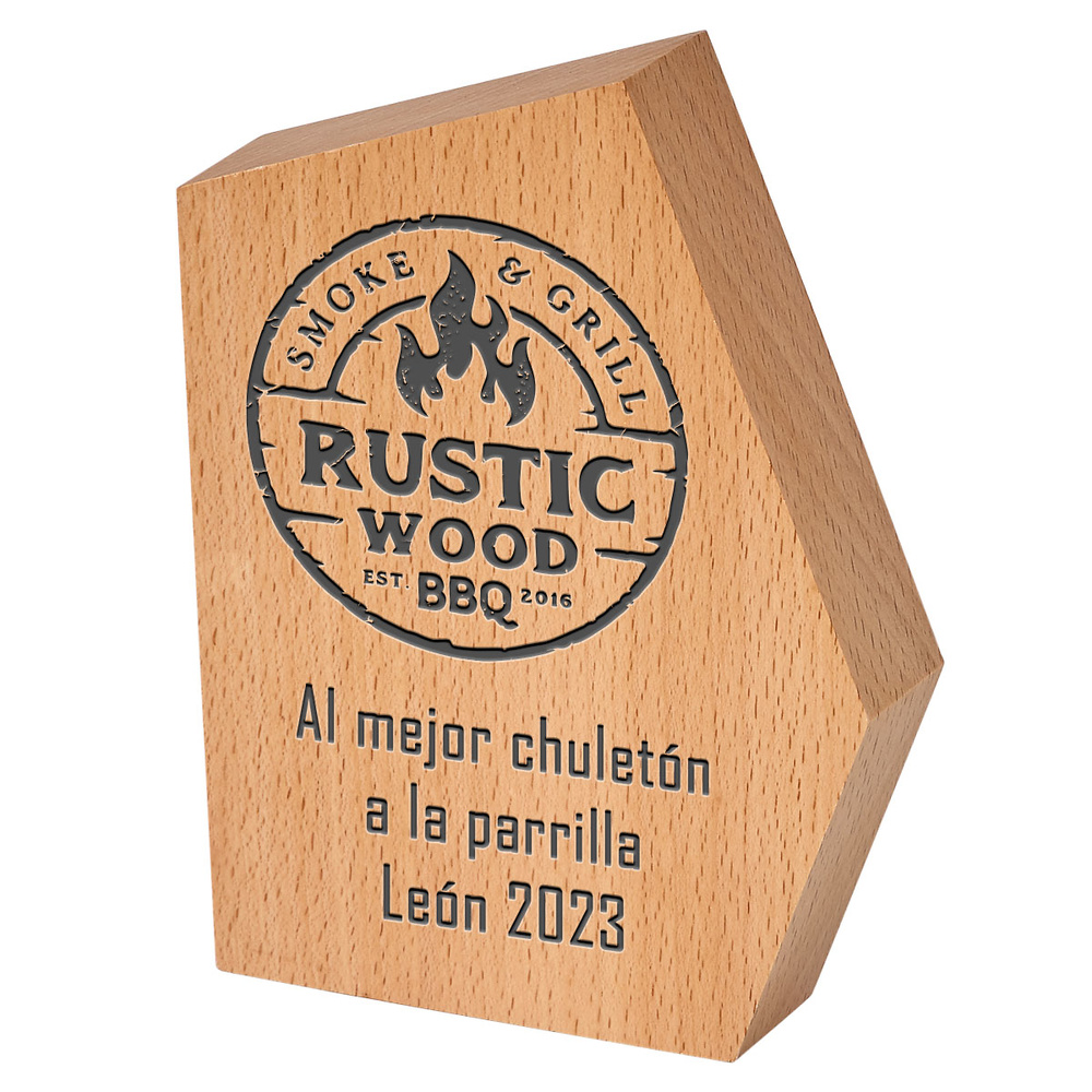 Trofeo madera personalizable laser o color mentus 