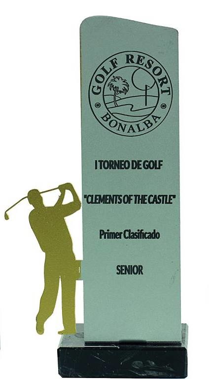 Trofeo silueta metal de golf 