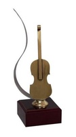 Trofeo Cuarzo Contrabajo de Latón Musica