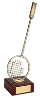 Trofeo bádminton raqueta dorada
