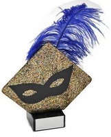 Trofeo pluma azul Laton Carnaval